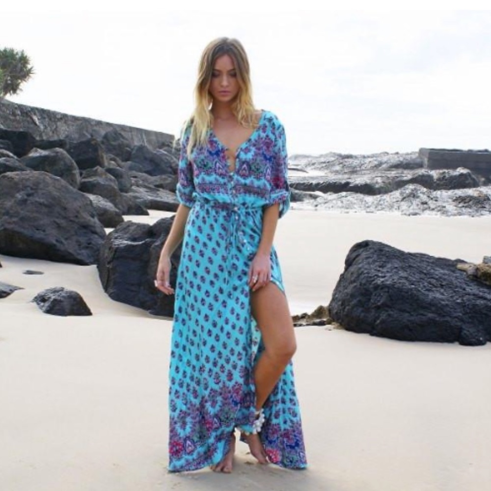 Le Salty Label Oracle Maxi Dress in Turquoise NWT🌸